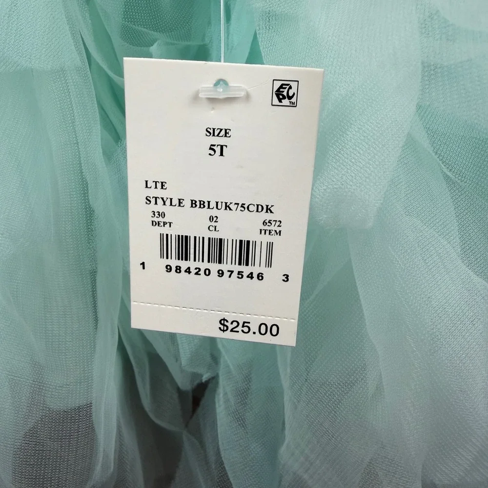 Bluey Bingo Girls Mint Green Long Sleeve Tulle Tutu Dress BBLUK75CDK New 5T